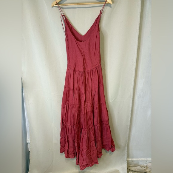 Free People Until Dawn Midi Dress cinnamon combo shell straps Linen - Picture 5 of 5
